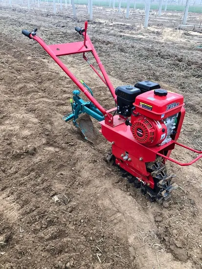 Multifuctional Agricultural Track Micro Cultivator 170f/173f 7.5HP/9HP/15HP Gasoline Diesel Engine Tillage Tilling Farm Power Chain Tiller with Plough