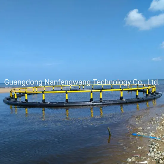Popular HDPE Round Floating Fish Farming Cage Aquaculturefor Breeding Tilapia with Bracket