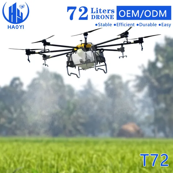 China Supplier Agro Drones Fumigadores 72L Large Capacity Agricultural Farm Robot Pulverizador Drone for Agriculture