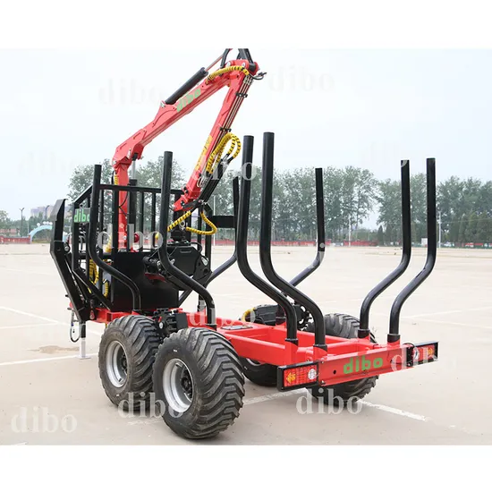 CE Approved Forestry Trailer with Crane ATV Big 4-Wheel Logging Timber Trailer 6X12 with Grapple Crane for Sale