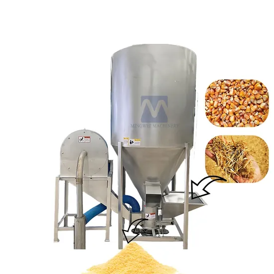 Animal Poultry Cattle Chicken Pig Feed Vertical Mixer Machine Mixing Tank Feed Grinder and Pellet Feed Production Line