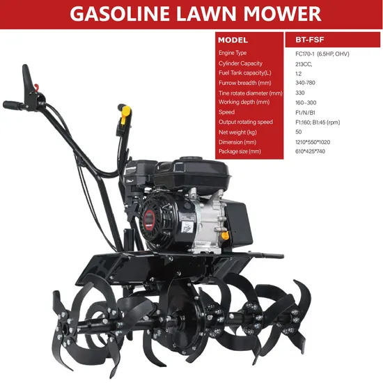 Hot Sales Farm Cultivator 6.5HP Gasoline Power Tiller with Front Blades