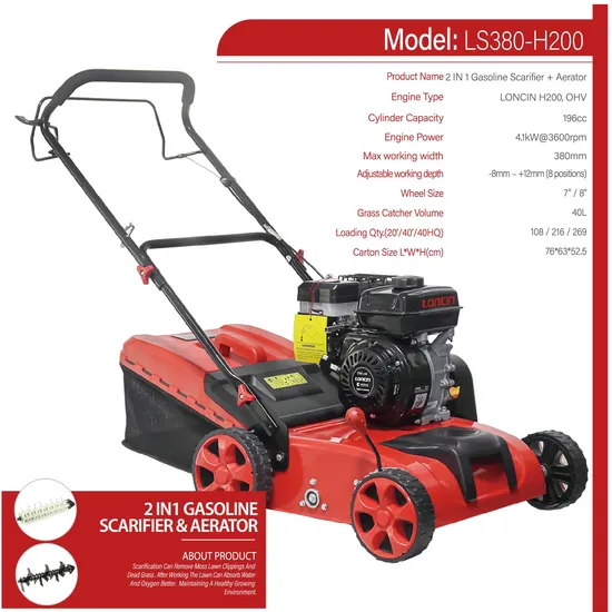 Hot Sale Factory Direct Cheapest Gasoline Lawn Scarifier and Aerator Petrol Garden Tools