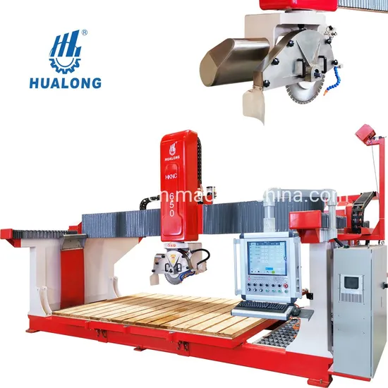 Hualong Stone Machinery Hknc-650 Italian System 5 Axis CNC Stone Cutting Bridge Saw Machine for Granite Marble Quartzite Countertops Tombstone