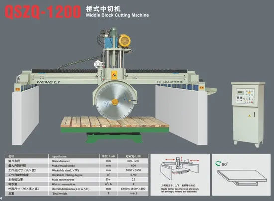 Automatic Bridge Middle Block Cutting Machine for Marble Quartz Granite Blocks Saw