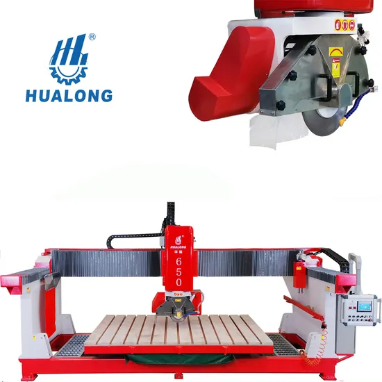Hualong Stone Machinery Hlsq-650 Multi-Functional Granite Bridge Saw Tile Cutter for Marble Edge Chamfering Quartz Basalt Slab Profiling Machine