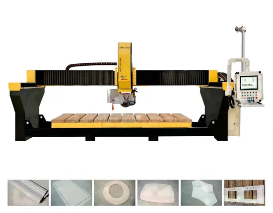 5 (4+1) Axis CNC Bridge Saw with Router of 18000rmp for Stone Marble Granite Quartz Countertop Cutting & Milling, Miter Cutting, Slab Tile Sink Cut out Machine