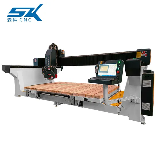 5 Axis 45 Degree Tilting Head CNC Stone Cutting Edge Chamfering Granite Marble Bridge Saw CNC Stone Cutting Machine
