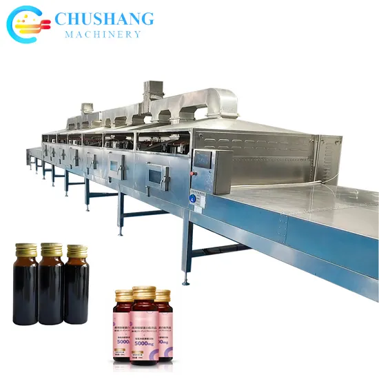 Continuous Microwave Food Beverage Sterilizer Bottled Drinks Oral Liquid Fruit Wine Chilli Sauce Pickles Sterilization Machine