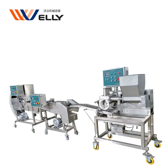 Big Capacity Fish Cutlet Starching Machine Hamburger Patty Machine Chicken Nugget Line