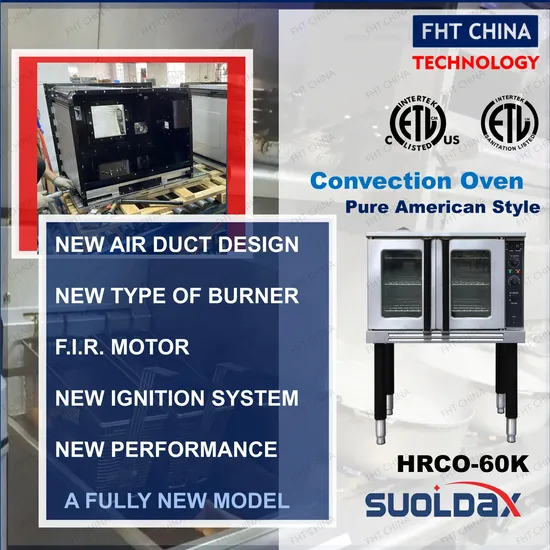 ETL Approved American Type Commercial Kitchen Equipment Single Deck Full Size Gas Convection Oven with Legs (HRCO-60K/LPG)