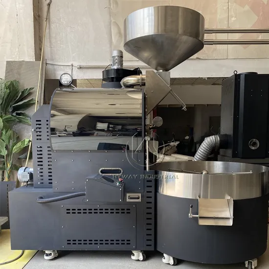 Hw-17kg Smart Touch Screen Gas Heating Double Drum Cast Iron Stainless Steel Hot Air Heating Coffee Roasting Machine Coffee Roaster Bakery Equipment