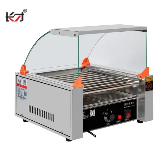 Stainless Steel Hot Dog Rolling Grill Machine Electric Machine with Cover Commercial Grade High Performance Stainless Steel Multifunction Hot Dog Roller Grill