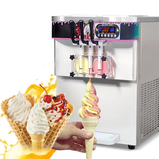 Fully Automatic Stainless Steel Countertop 3 Flavor Mini Soft Ice Cream Maker Mini 3-Flavor Soft Serve Ice Cream Machine for Commercial Use