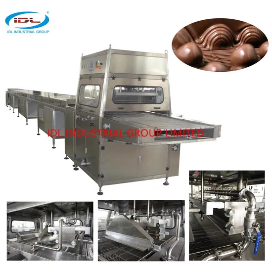 Large Capacity Chocolate Coating Machine, Chocolate Enrober for Cakes, Scnikers Bars
