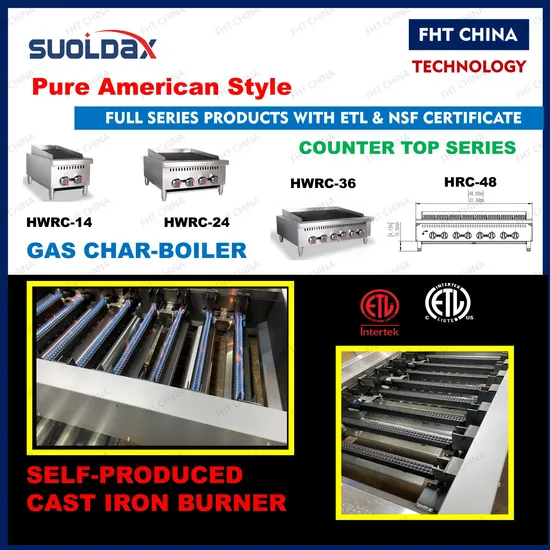 ETL Approved Commercial Kitchen Equipment Radiant Type 24" Table Top Gas BBQ Grill Charbroiler with 4 Burners-80000BTU (HWRC-24)