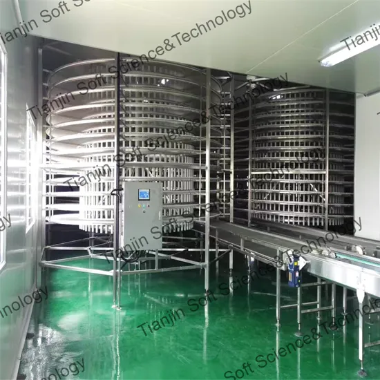 Double Drum Spiral Quick Conveyor Belt Freezing Freezer Machine