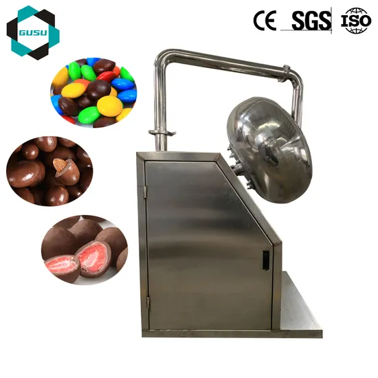 Gusu Stainless Steel Automatic Chocolate Coating Machine for Candy Nuts Peanut Chocolate