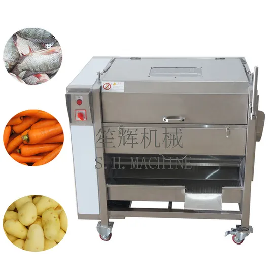 Automatic Fish Scale Removing Machine Cassava Peeler Brush Ginger Cleaning Machine with Cover Orange Washing Machine Potato Peeling Machine