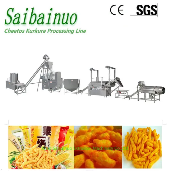 Corn Chips Production Line Nik Nak Corn Curls Manufacturing Plant Fried Baked Kurkure Cheetos Snack Food Making Machine