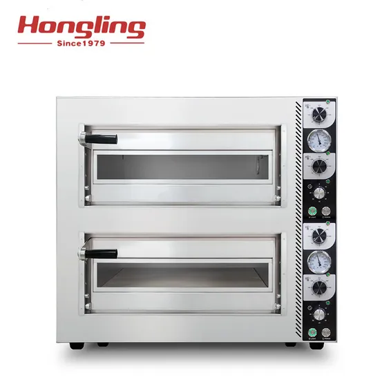 Hongling 350º C Luxury Full Stainless Steel Electric Double Deck Pizza Oven