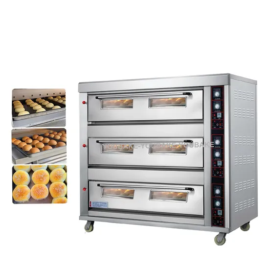 Commercial 3 Deck 6 Trays Gas Deck Oven for Bakery Bread or Cake with Digital Temperature Display