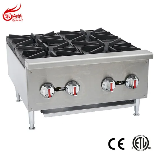 Wholesale ETL/CE Listed Commercial Kitchen Equipment Table Top Hotplate 2/4/6 Cast Iron Burner Gas Range Cooker in Stainless Steel for Restaurant Hotel (EHP-4S)