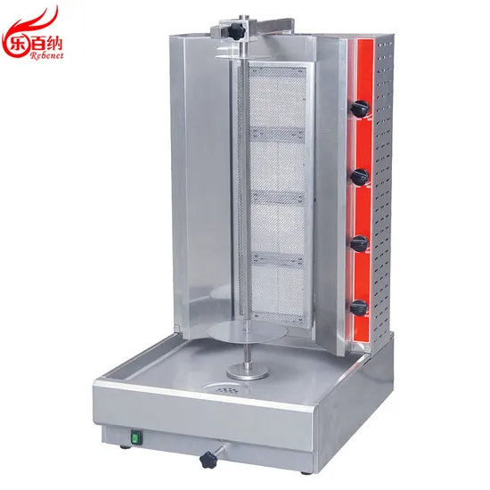 Commercial Kitchen Equipment 4 Burner Gas Vertical Broiler Shawarma Spinning Doner Kebab Gyro Grill Machine CE/ETL Approved (RG-2)