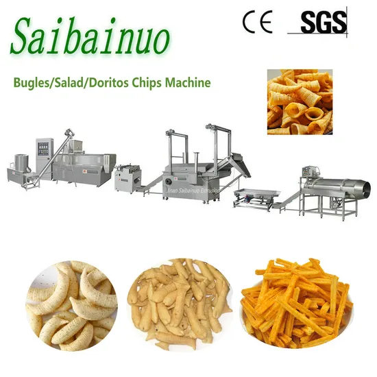 Twin Screw Extruded Fried Snacks Puffed Processing Line Corn Doritos Tortilla Chips Food Making Machine