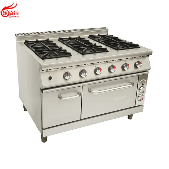 High Quality Commercial 6 Burner Gas Range with Electric Oven in Stainless Steel for Kitchen (9G-TQ-6)