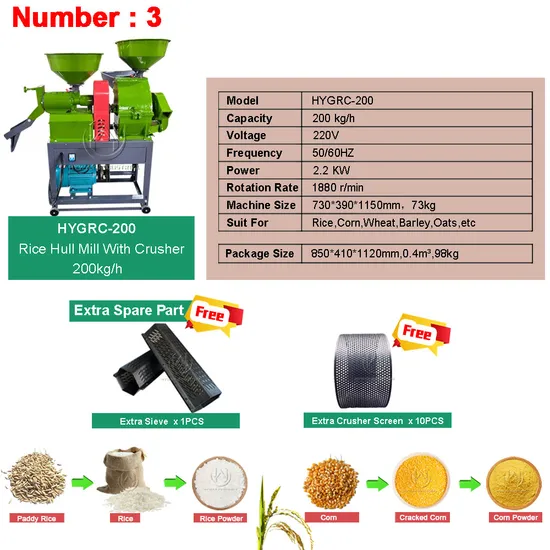 200-700kg/H Single Phase Combined Wheat Barley Mini Rice Mill Machine Paddy Rice Polisher Huller Wheat Rice Milling Machine Farm Agricultural Machinery