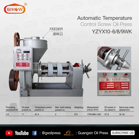 4.5tpd Peanut Oil Mill Machine Temperature Controlled Oil Pressers