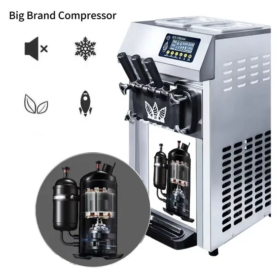 Soft Serve Ice Cream Machine 3 Flavors Automatic Table Top Commercial Icecream Making Machine Ice Cream Maker for Business