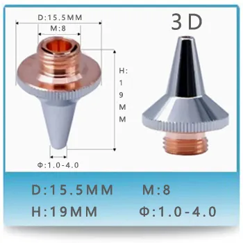 M8 Double-Deck 3D Nozzle Laser Cutting Consumables Laser Nozzle 3D Laser Nozzle Laser Single-Deck Nozzle Laser Double-Deck Nozzle Chrome Plating Laser Nozzle