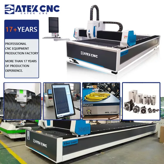 Catek Fiber Laser Carbon Steel Aluminum Fiber Laser Cutting Machine with Raycus Laser Source Taiwan Hiwin High Precision Linear Square Rail Factory Price