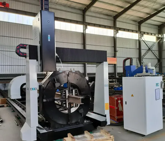 Multi-Purpose 5-Axis Fiber Laser Cutting Machine for Around Tube Square Tube H-Beam Angle Steel in Steel Structure Max. Diameter 500mm, Max. Thickness 20mm