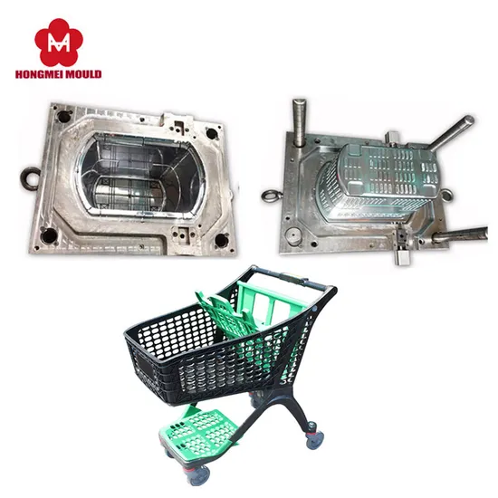 Large Colorful Supermarket/Grocery Store Trolley Shopping Cargo Cart Plastic Injection Mould