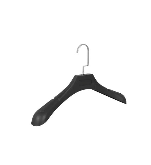 Customized Shoulder with Grooves Non-Slip Coat Hanger Metal Hook Black Non-Slip Plastic Suit Hanger