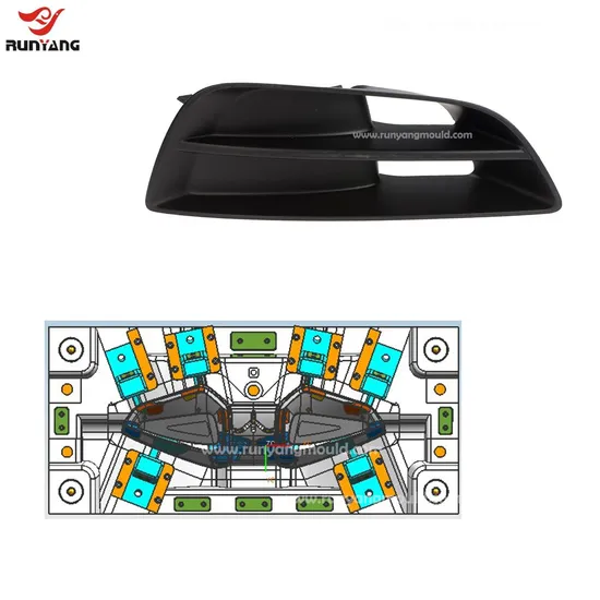 China Custom Precision Hot Runner Lamp Cover Frame Mold/Tooling Auto/Electronics/Household Product Auto Parts Foglight Plastic Injection Mould