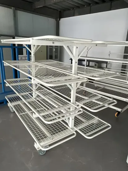 Four Layers Round Tube Mesh Trolley for Loose Fabric Transport