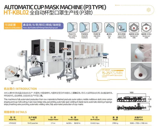 Full Automatic Safety Dust Proof Cup Mask with Active Carbon with Twin Elastic Headbands Machine