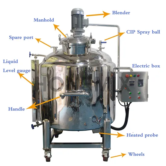 Hone Custom Capacity Stainless Steel Storage Tank Chocolate Heating Mixing Tank