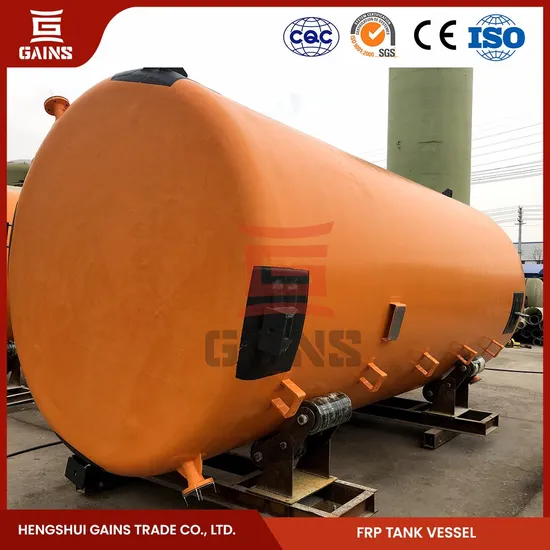 Gains FRP Horizontal Steel Chemical Tank Factory FRP Pressure Vessel Tanks China FRP Chemical Storage Tank Used for Chemicals