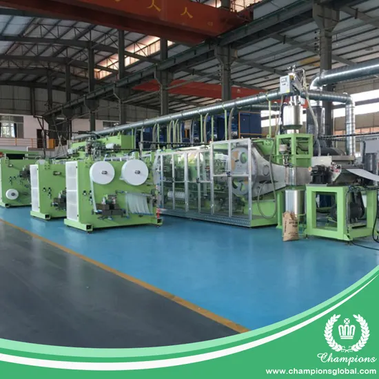 Full Automatic Disposable Baby Diaper Making Machine Elastic Waistband Nappy Production Line