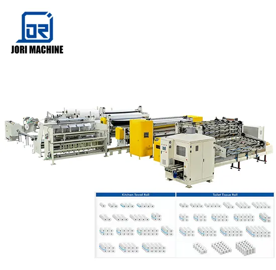 Deco Color Glue Lamination Automatic Non Stop Toilet Roll Paper Rewinding Machine for Toilet Paper Roll Kitchen Towel Production Line