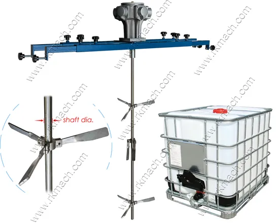 1HP Pneumatic Driven IBC Mixer with Collapsible Blade for Water Based Chemical in IBC Tote
