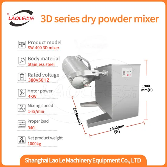 Sw-400 3D Industrial Grade Dry Powder Mixer 3D High Efficiency Mixer