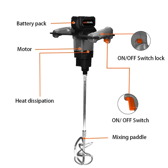 Power Tools 20V Platform Cordless Mixer Brushless Concrete Cement Plaster Mixer