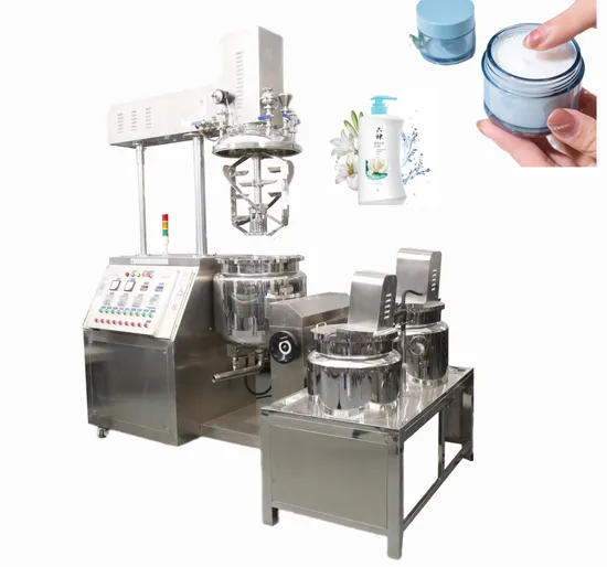 100L Cosmetic Face Cream Hydraulic Lifting Homogenizer Vacuum Emulsifying Mixer Machine with Water and Oil Tank