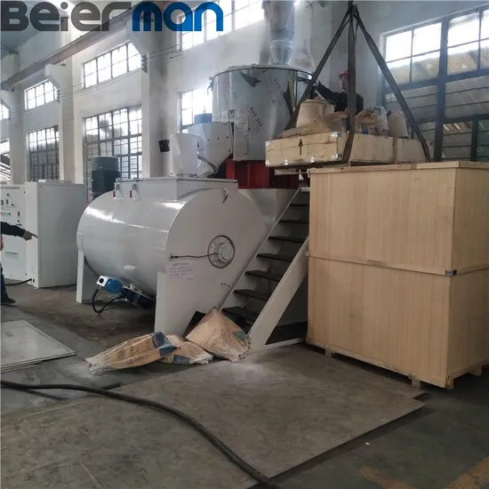 High Speed Hot/Cold Plastic PVC Powder Mixer Unit Horizontal Model SRL-W300/1000L Mixing Drying Coloring Equipment with Capacity 500kg/H